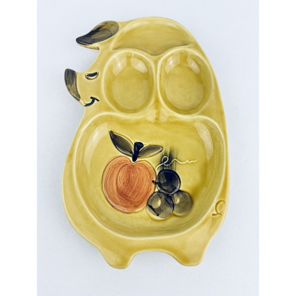 Vintage Lefton Ceramic Pig Shaped Snack Serving Plate #4237 Hand Painted Retro